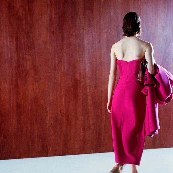 ZARA Corset Bustier Midi Dress Fuchsia BNWT - Picture 7 of 8